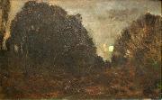 Charles Francois Daubigny Rising Moon in Barbizon oil painting artist